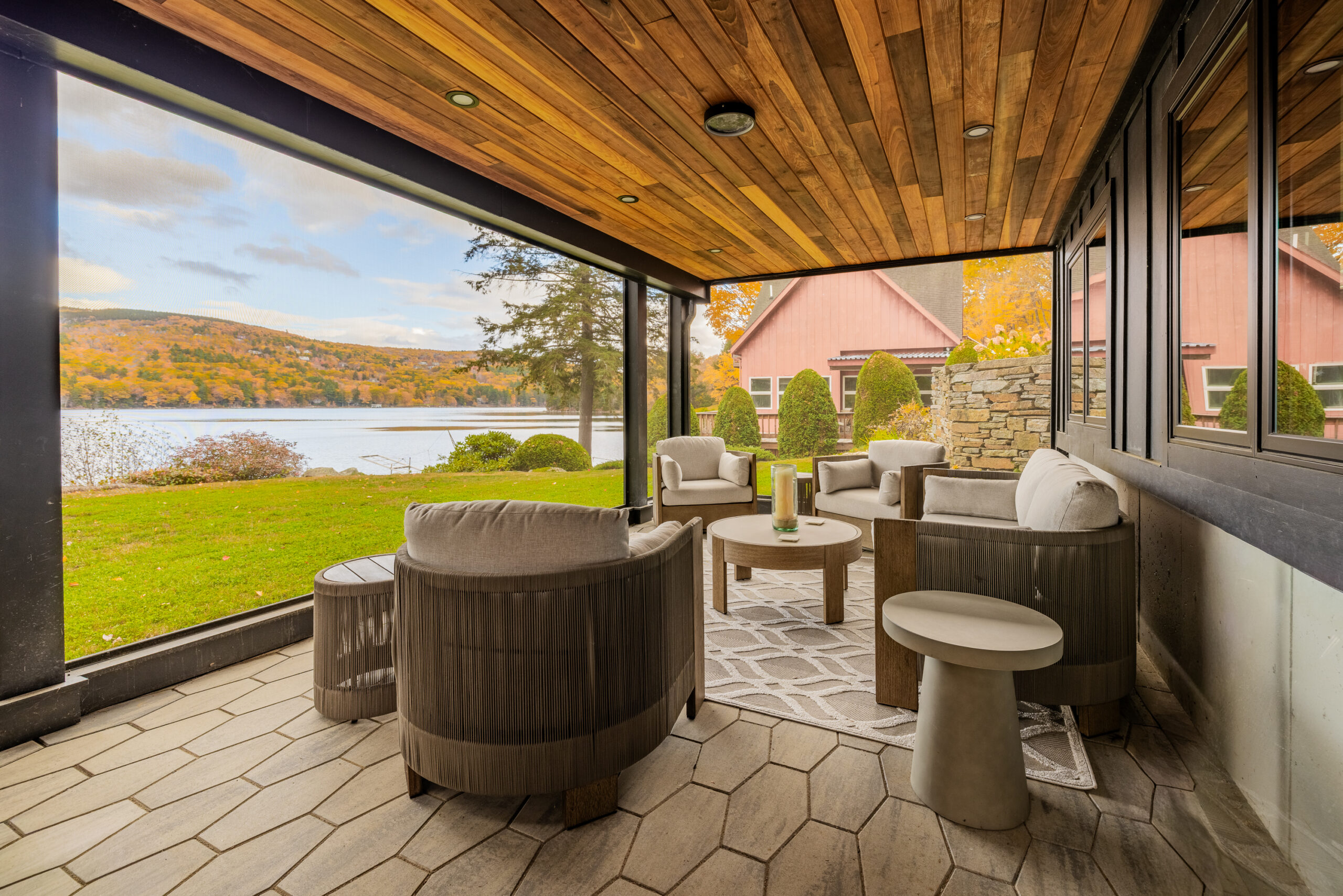 Lake Sunapee Lake House Enclosed Patio with a View