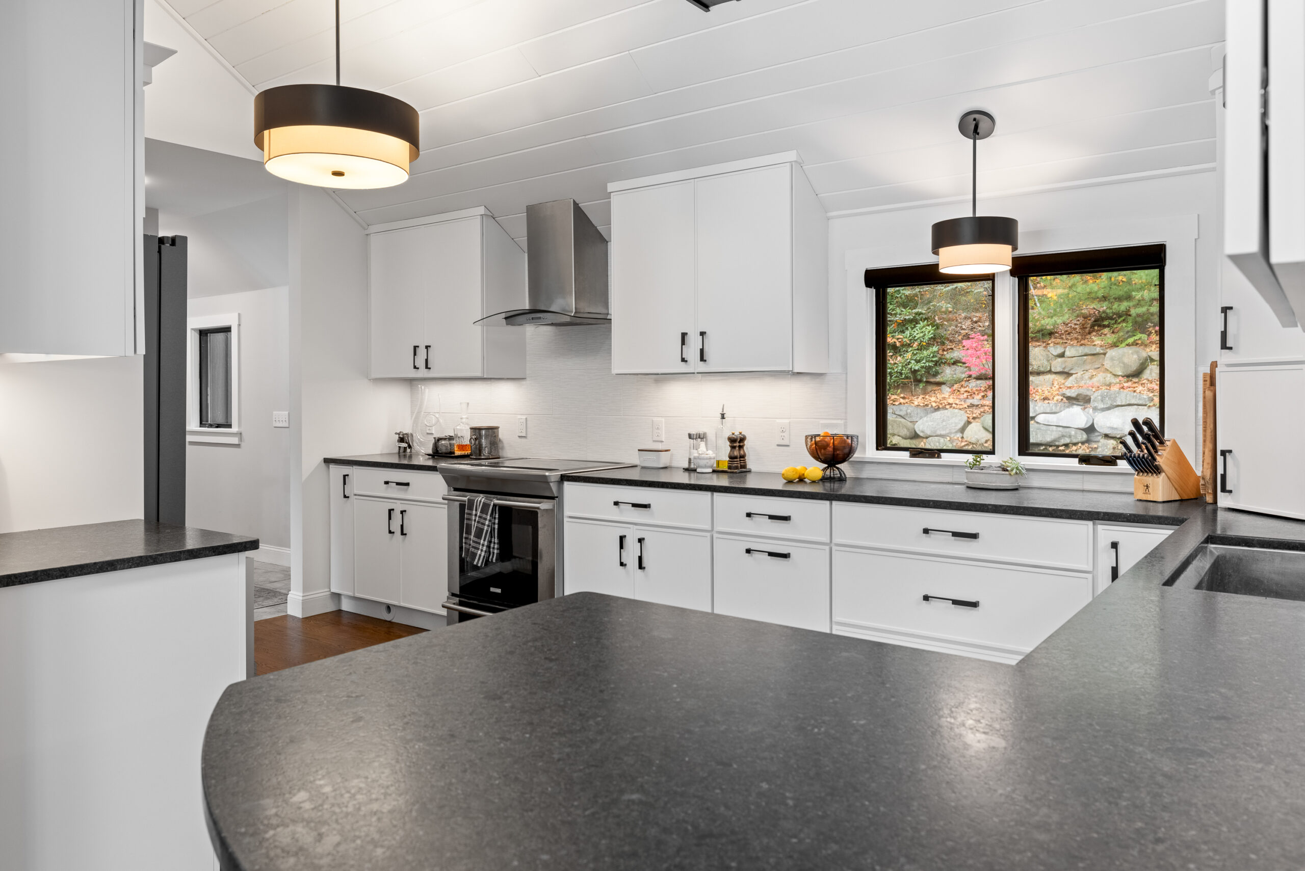 Lake Sunapee Lake House Kitchen Remodel with Peninusula